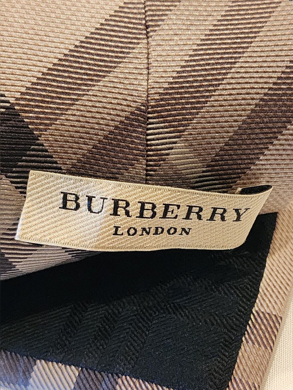 Burberry Taupe and Black Plaid Silk Tie - Picture 9 of 10